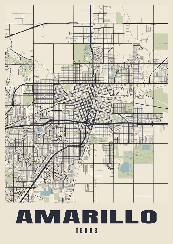 Amarillo Street Map Poster