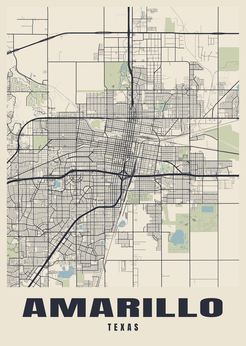 Amarillo Street Map Poster