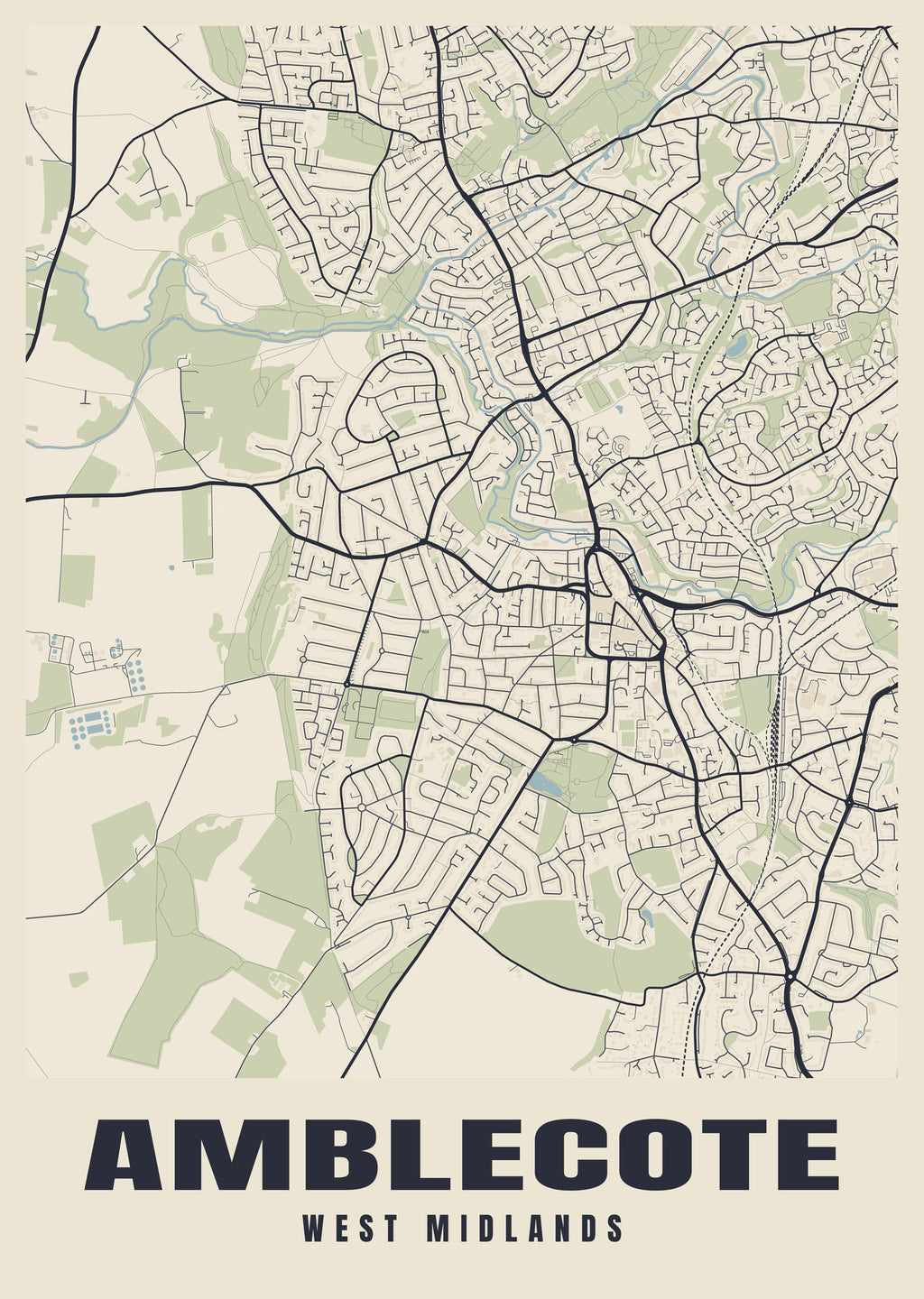 Street map poster of Amblecote, West Midlands
