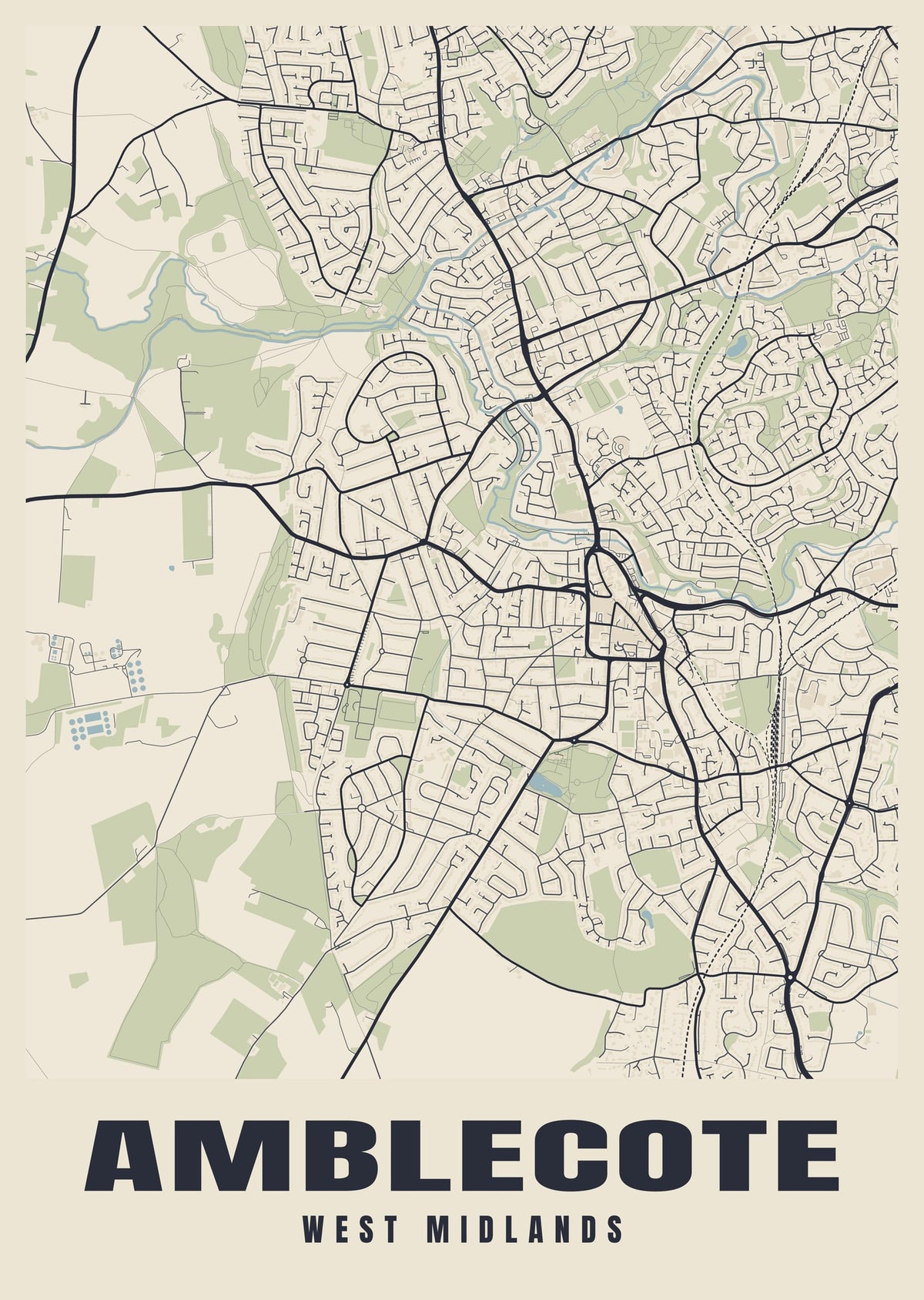 Street map poster of Amblecote, West Midlands