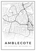 Street map poster of Amblecote village centre, West Midlands