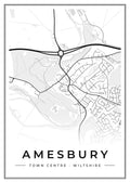 Street map poster of Amesbury town centre, Wiltshire