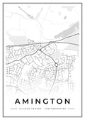 Street map poster of Amington village centre, Staffordshire