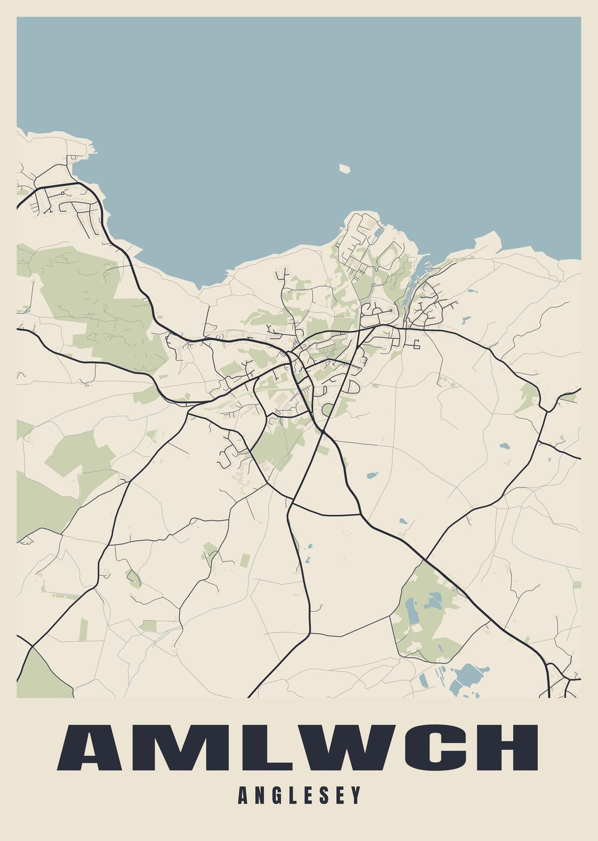 Street map poster of Amlwch, Anglesey