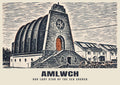 Our Lady Star of the Sea Church, Amlwch poster, Linocut style