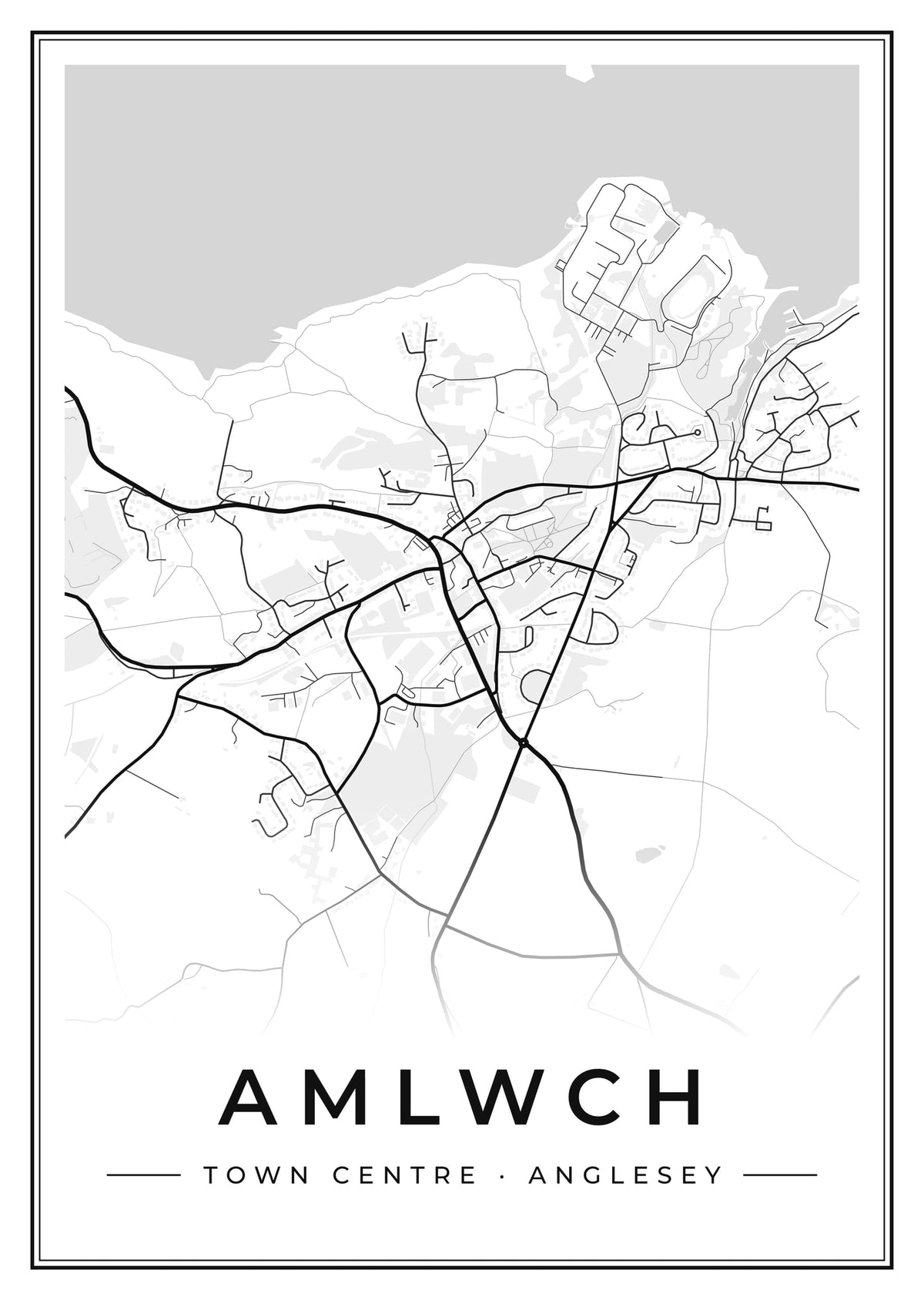 Street map poster of Amlwch town centre, Anglesey