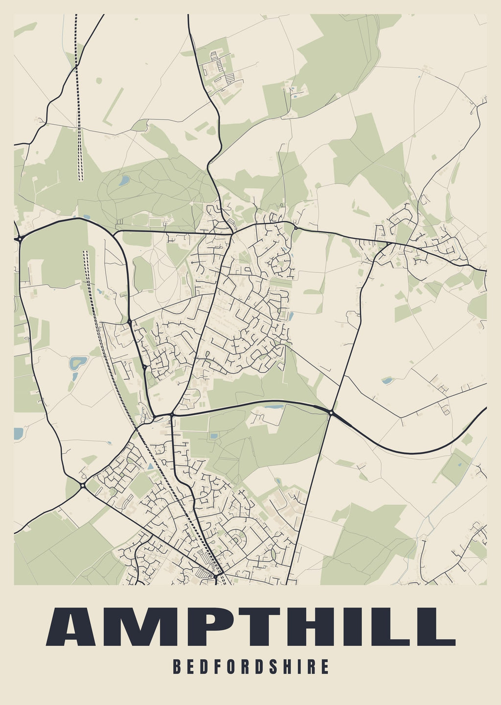 Street map poster of Ampthill, Bedfordshire
