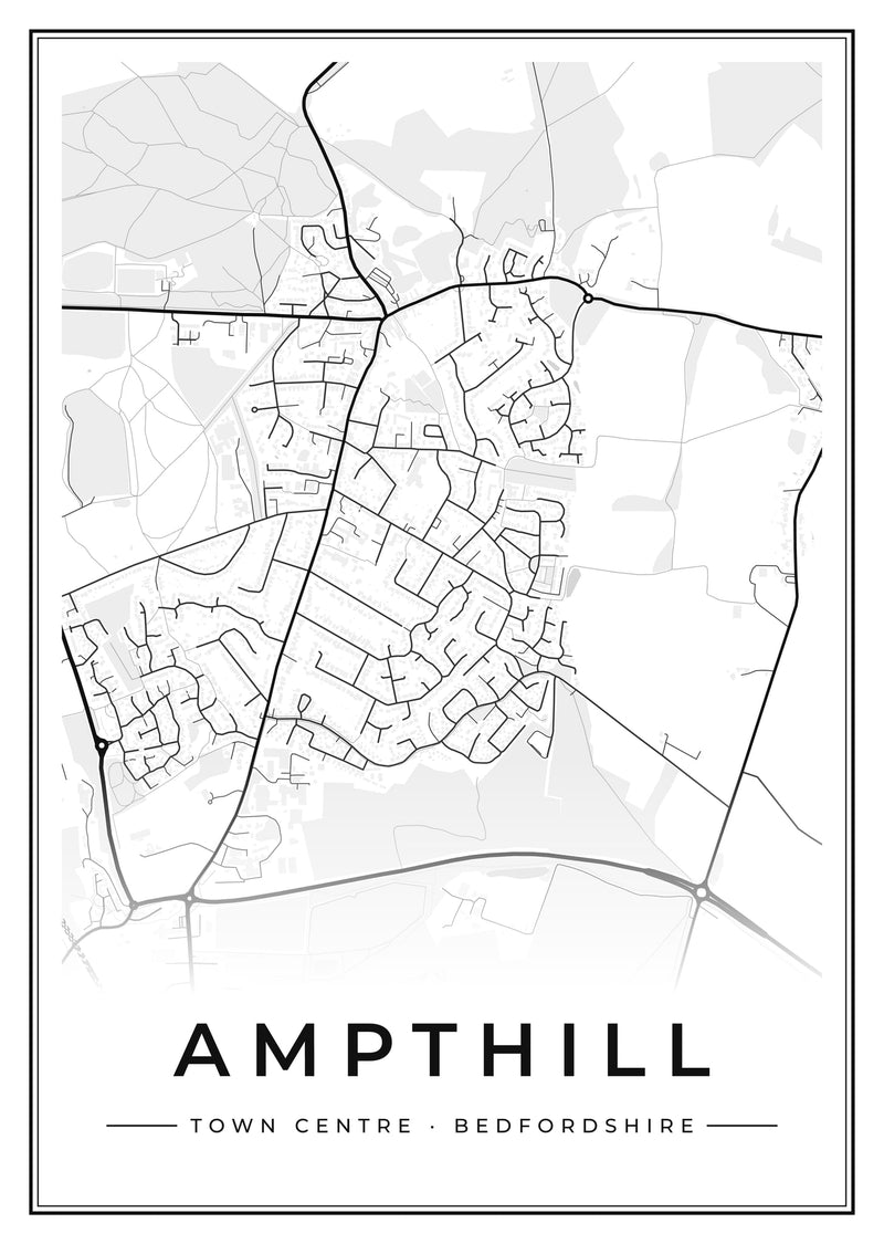 Ampthill Town Centre Street Map Poster