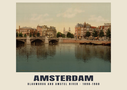 Blauwbrug and Amstel River, Amsterdam, 1890–1900 heritage photograph