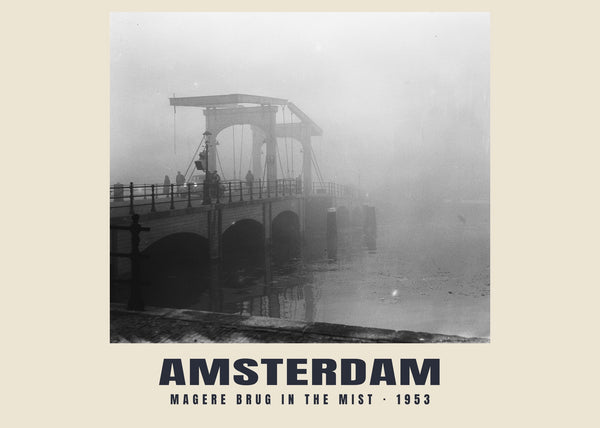 Magere Brug in the Mist, Amsterdam — 1953 · Historic photograph print