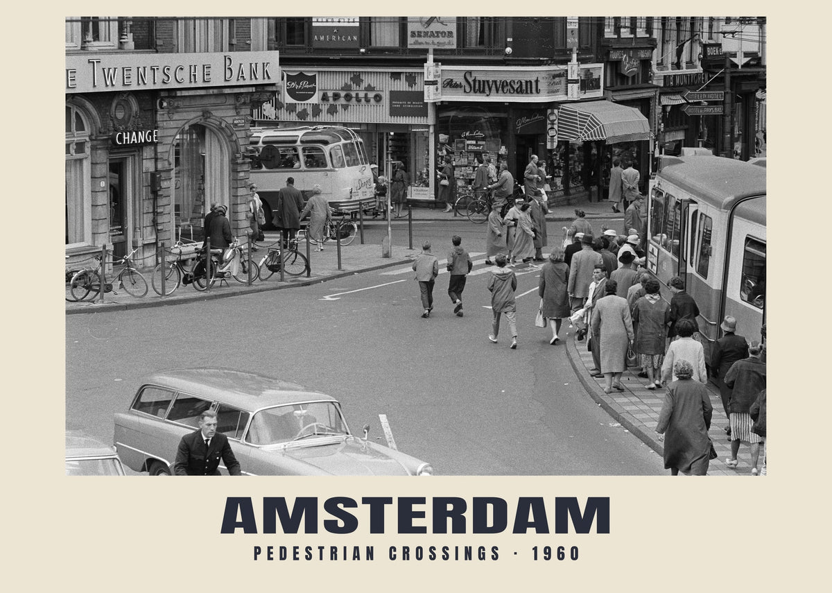 Pedestrian Crossings, Amsterdam, 1960 heritage photograph