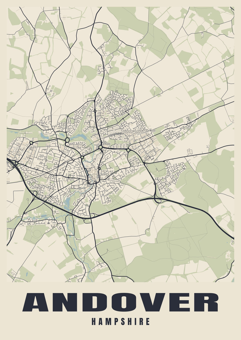 Street map poster of Andover, Hampshire