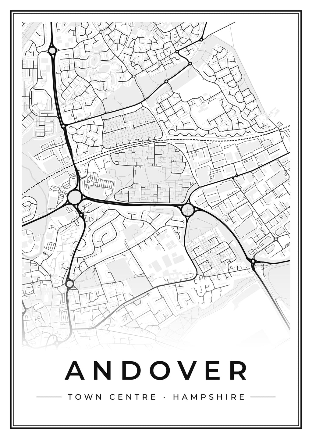 Street map poster of Andover town centre, Hampshire