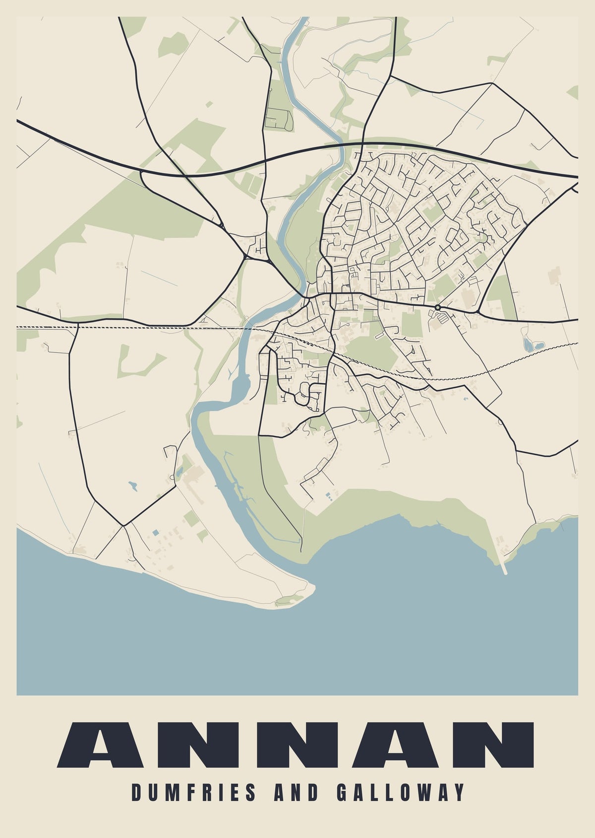 Street map poster of Annan, Dumfries and Galloway