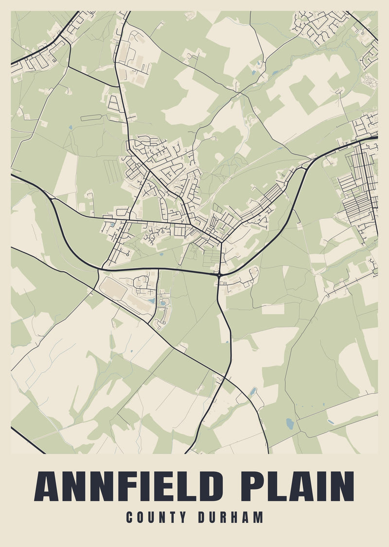 Annfield Plain Street Map Poster