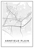 Street map poster of Annfield Plain village centre, County Durham