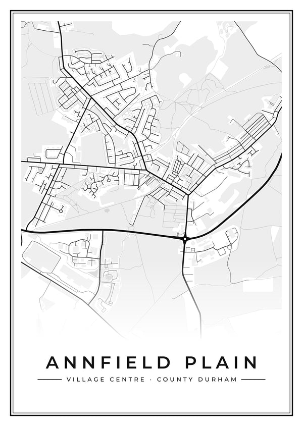 Annfield Plain Village Centre Street Map Poster