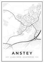 Street map poster of Anstey village centre, Leicestershire