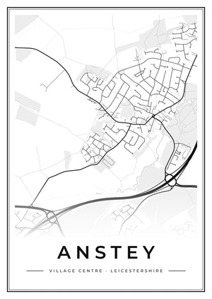 Anstey Village Centre Street Map Poster