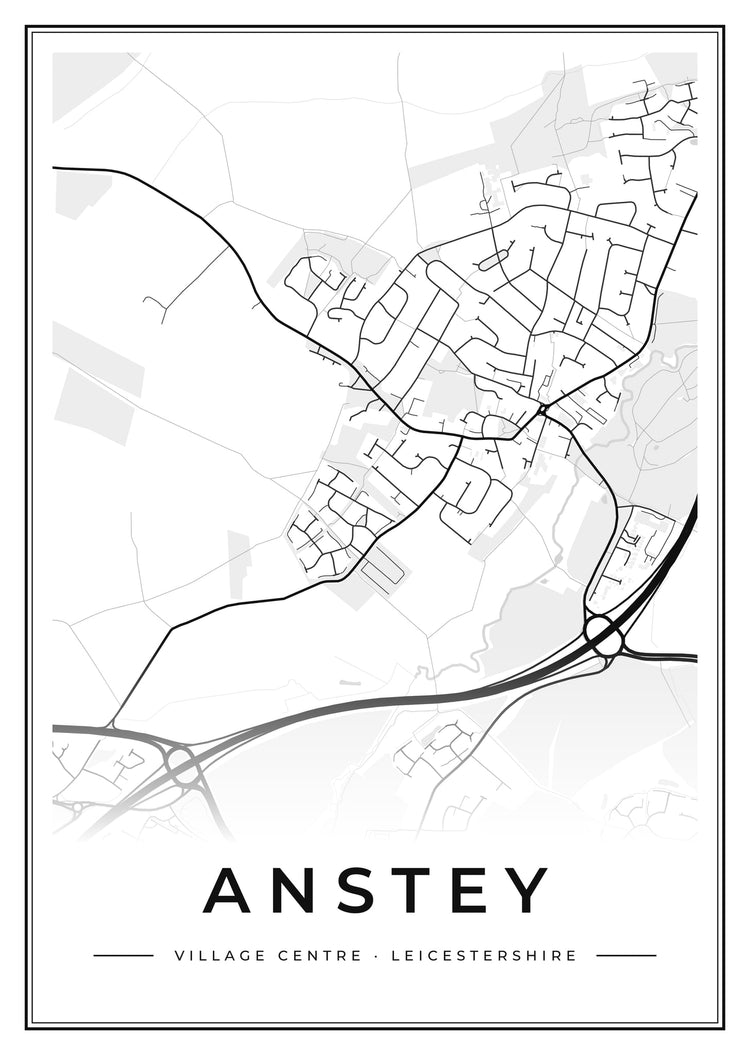 Anstey Village Centre Street Map Poster