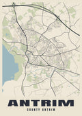Street map poster of Antrim, County Antrim