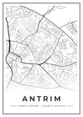 Street map poster of Antrim town centre, County Antrim
