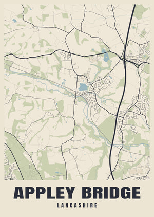 Appley Bridge Street Map Poster