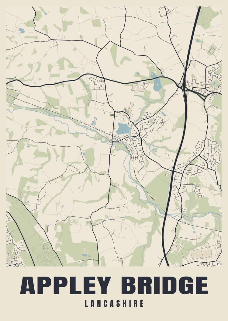 Appley Bridge Street Map Poster
