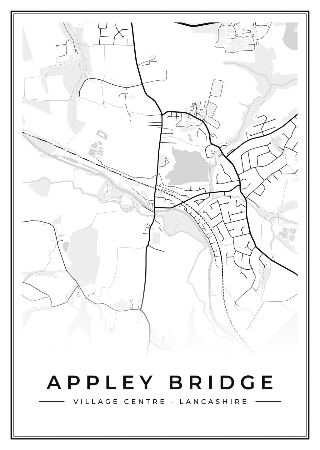 Street map poster of Appley Bridge village centre, Lancashire