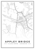 Street map poster of Appley Bridge village centre, Lancashire