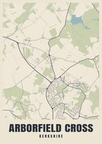Street map poster of Arborfield Cross, Berkshire
