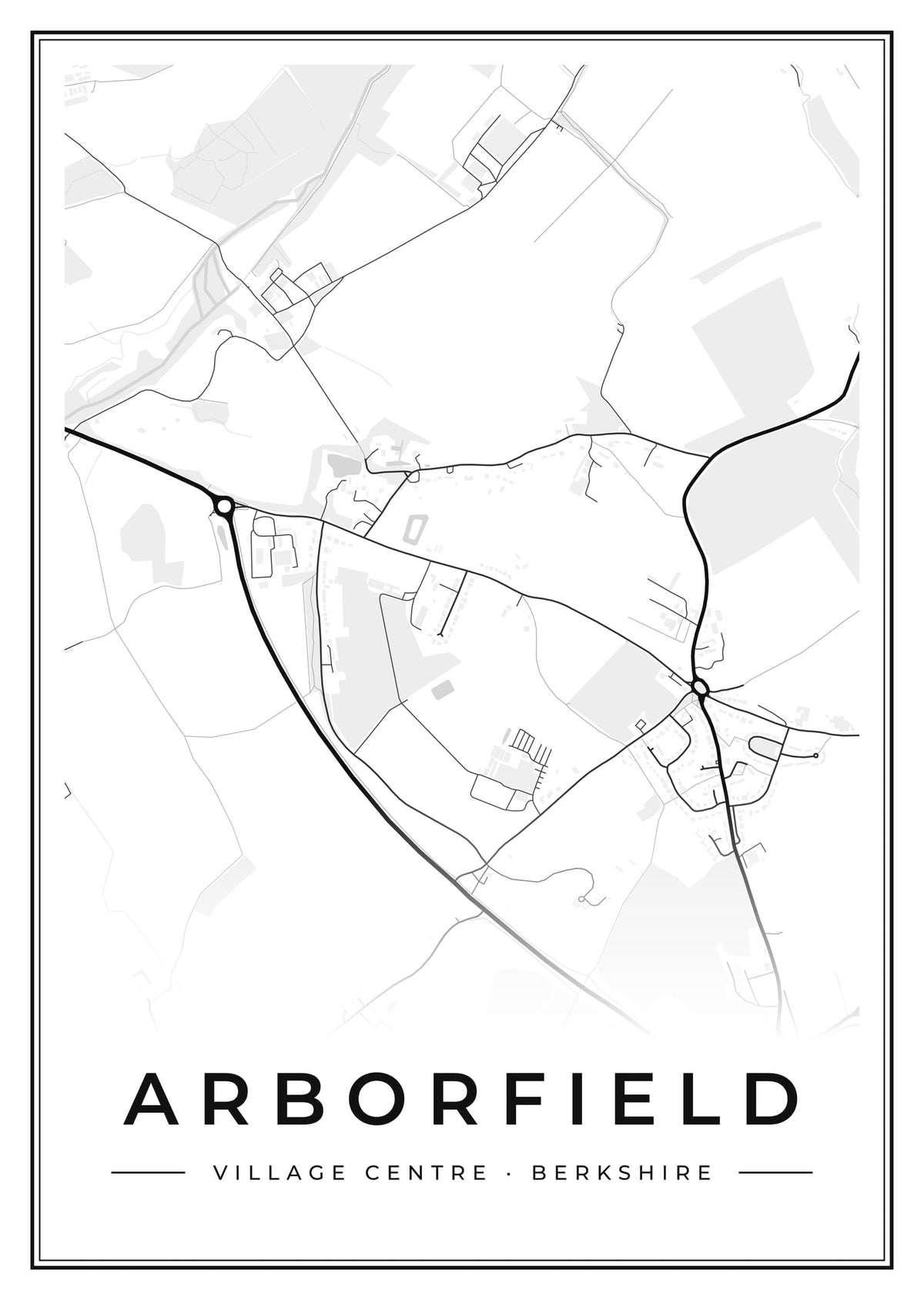 Street map poster of Arborfield village centre, Berkshire