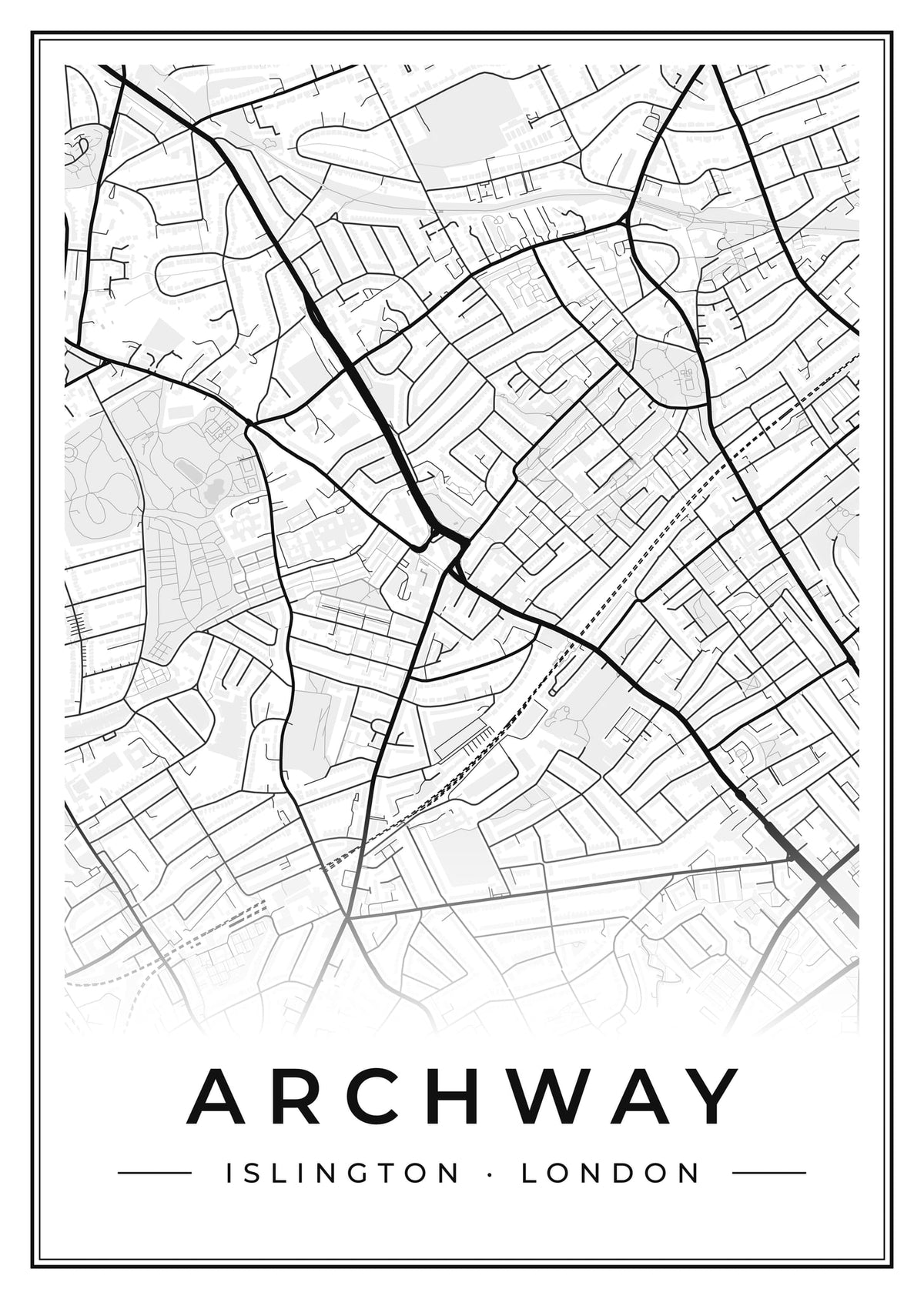 Street map poster of Archway, Islington, London