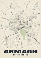 Street map poster of Armagh, County Armagh