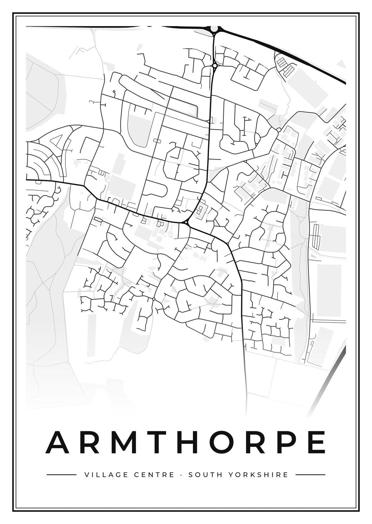 Street map poster of Armthorpe village centre, South Yorkshire