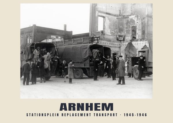 Stationsplein replacement transport, Arnhem — 1945–1946 · Historic photograph print