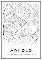 Street map poster of Arnold town centre, Nottinghamshire