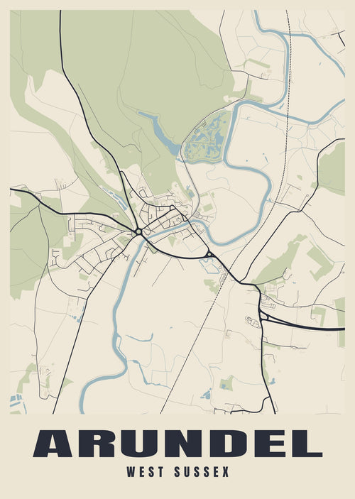 Street map poster of Arundel, West Sussex