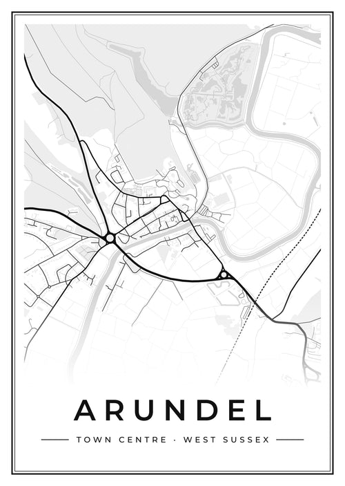 Street map poster of Arundel town centre, West Sussex