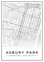 Street map poster of downtown Asbury Park, New Jersey