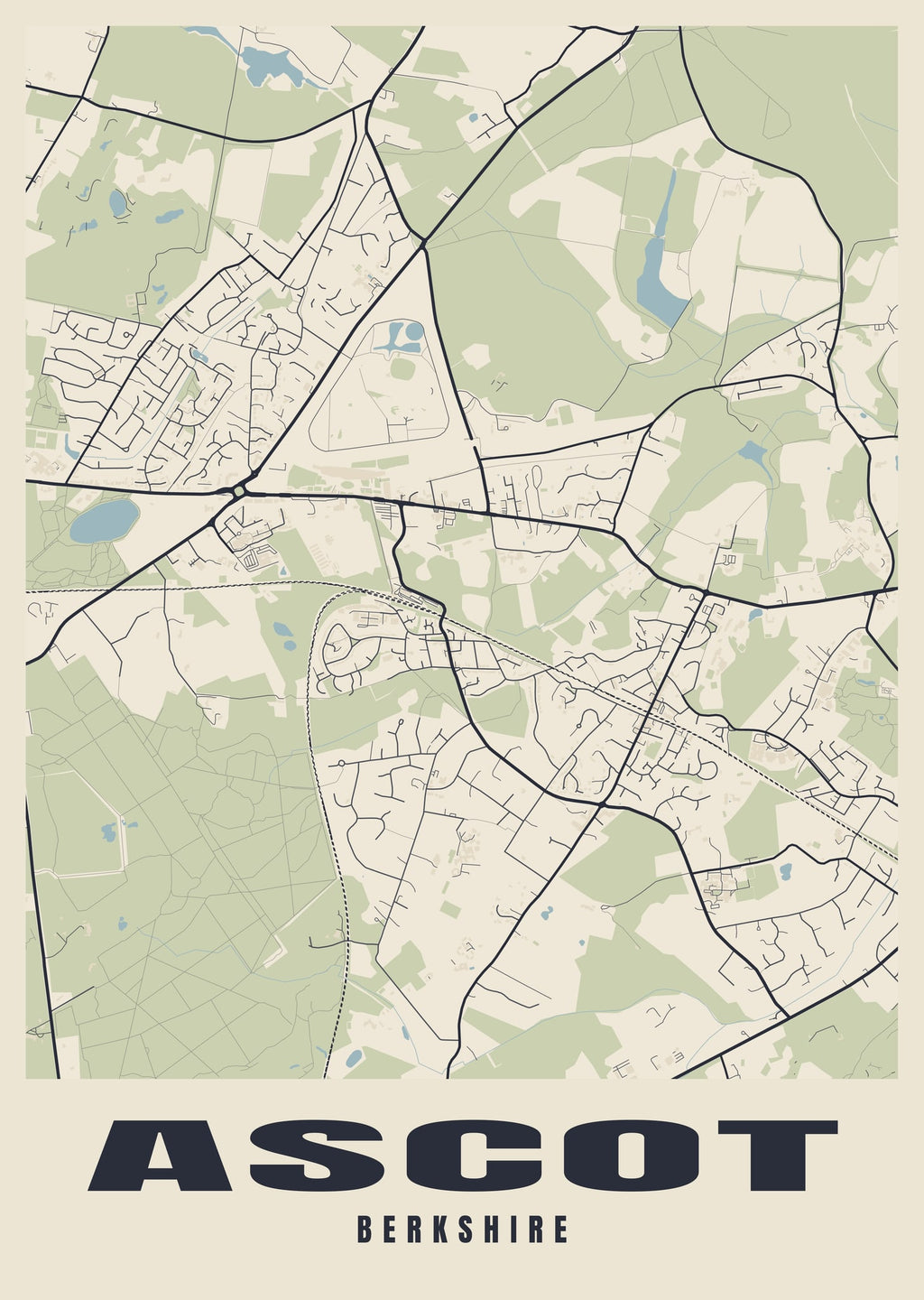 Street map poster of Ascot, Berkshire