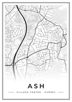 Street map poster of Ash village centre, Surrey