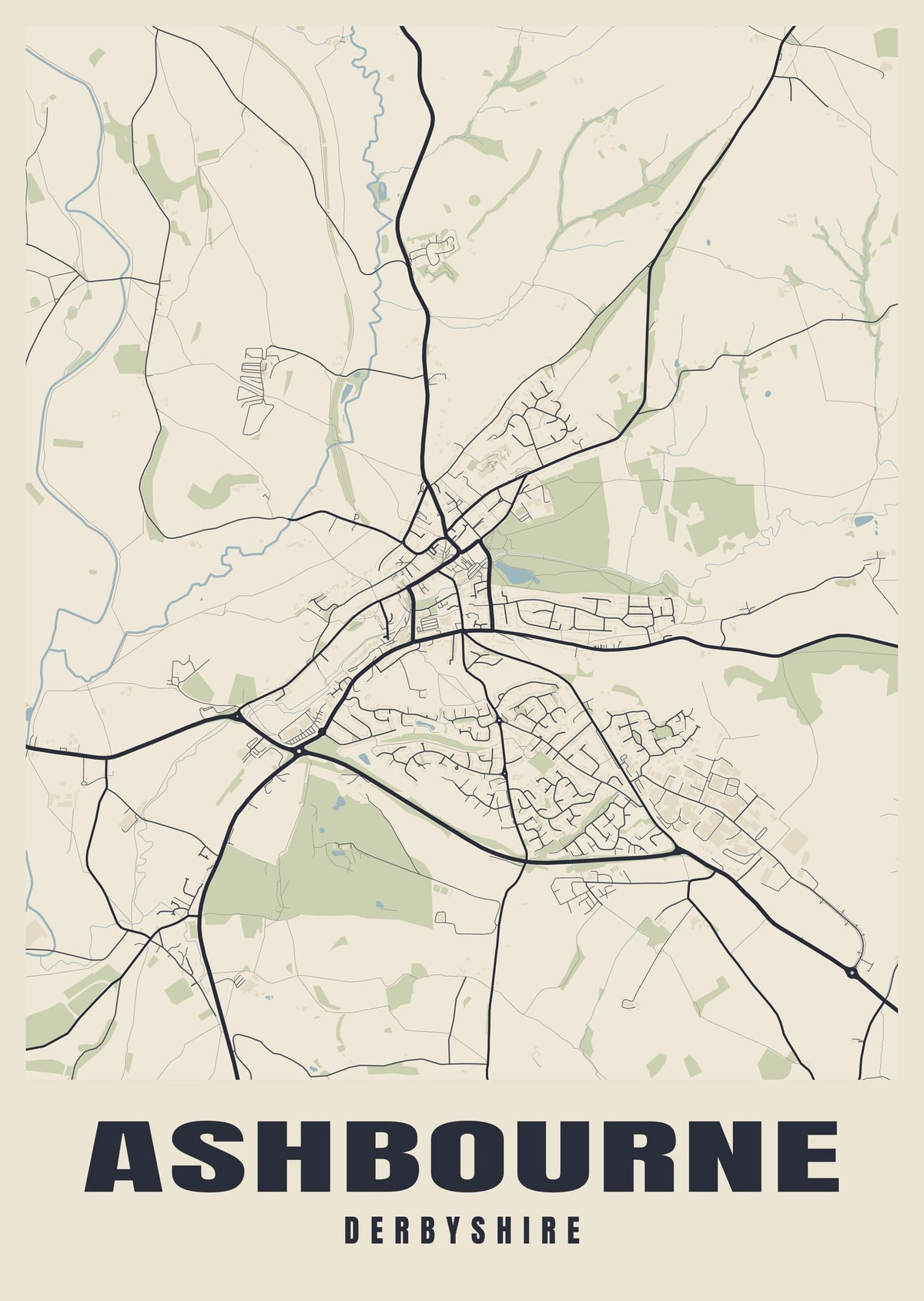 Street map poster of Ashbourne, Derbyshire