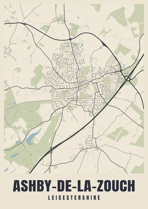 Ashby-de-la-Zouch Street Map Poster
