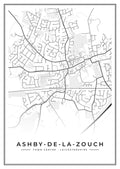 Street map poster of Ashby-de-la-Zouch town centre, Leicestershire