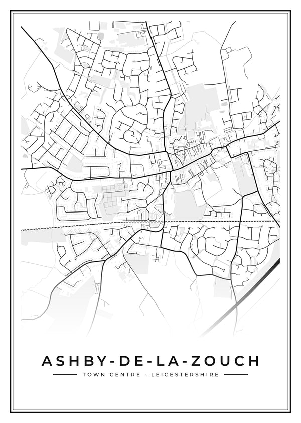 Ashby-de-la-Zouch Town Centre Street Map Poster