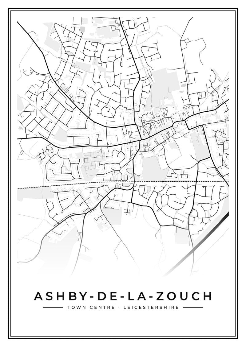 Ashby-de-la-Zouch Town Centre Street Map Poster