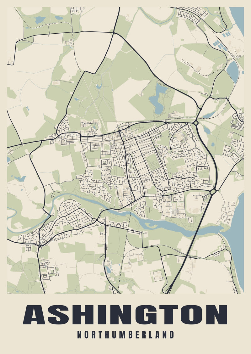 Ashington Street Map Poster