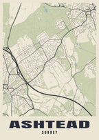 Street map poster of Ashtead, Surrey
