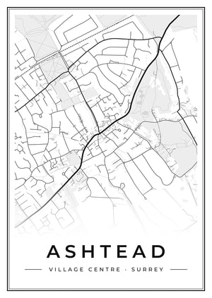 Ashtead Village Centre Street Map Poster